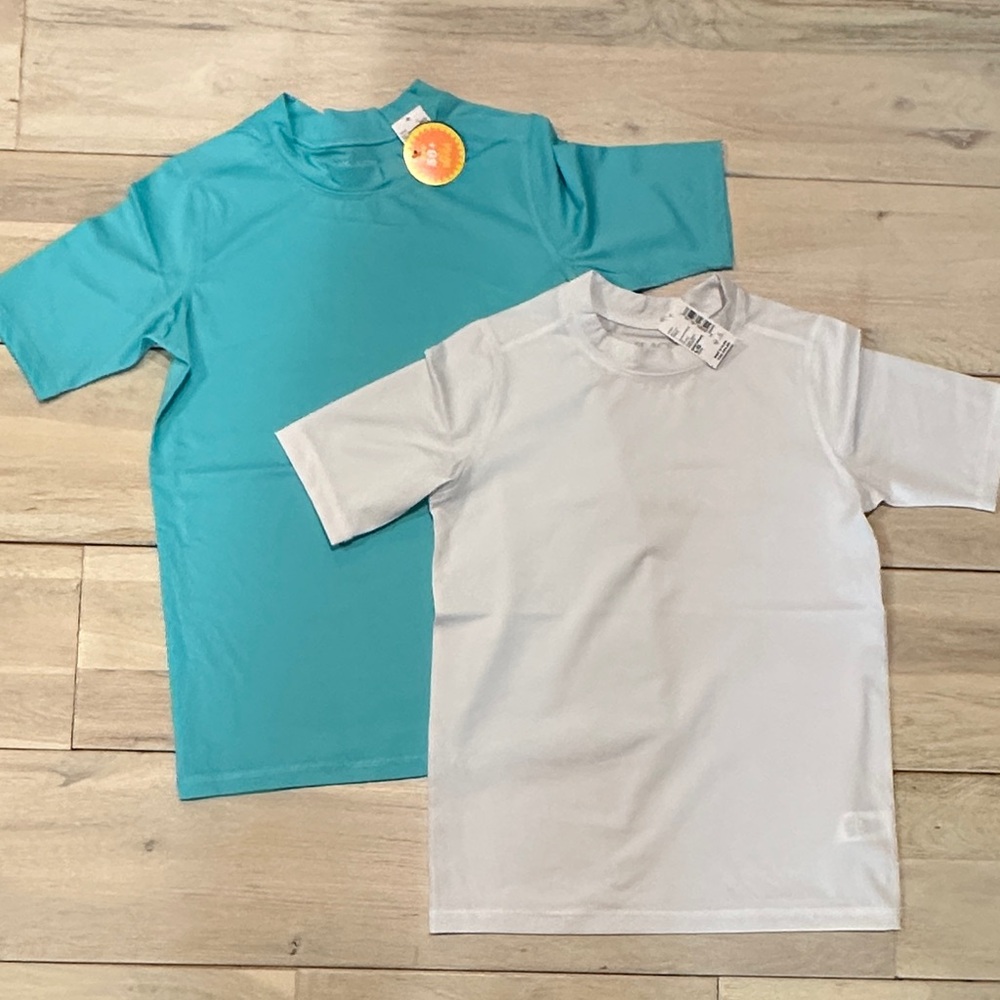 Bundle The Children's Place Teal and White Kids' Rashguards SPF Swimshirt